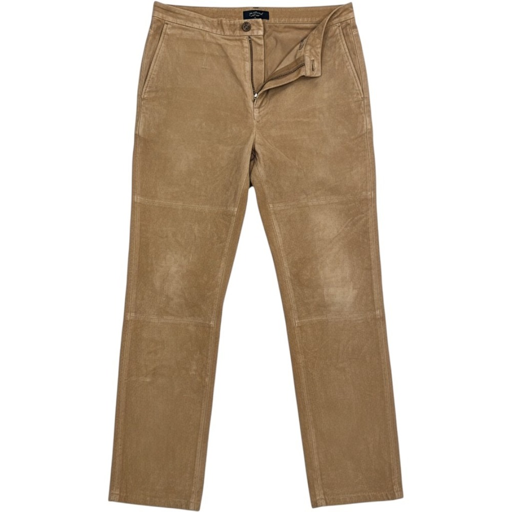 Bernardo Fashions Tan Suede Leather Pants Straight Leg Petite 12P Camel Trousers